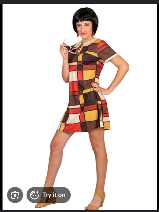 Dresses & Skirts - Brand NEW Costume - Geo-Block Mini Dress in Red, Brown & Mustard